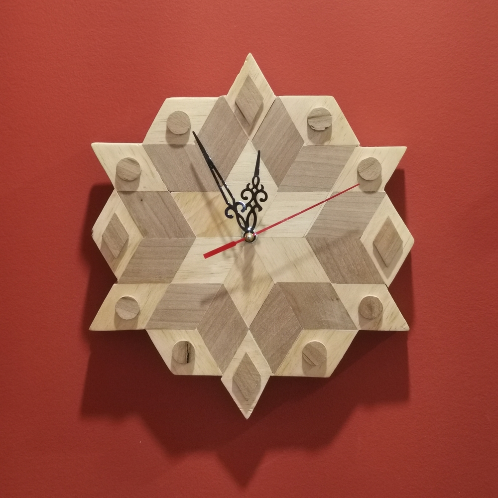 Geometric Wooden Mosaic Wall Clock